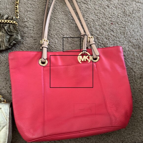 Michael Kors Bedford Coral Pebbled Leather Tote Handbag bundle of 4 purses - Picture 3 of 15